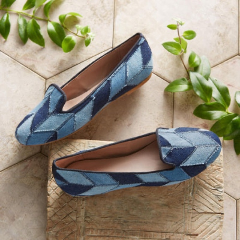 Chic Patchwork Blue Loafers